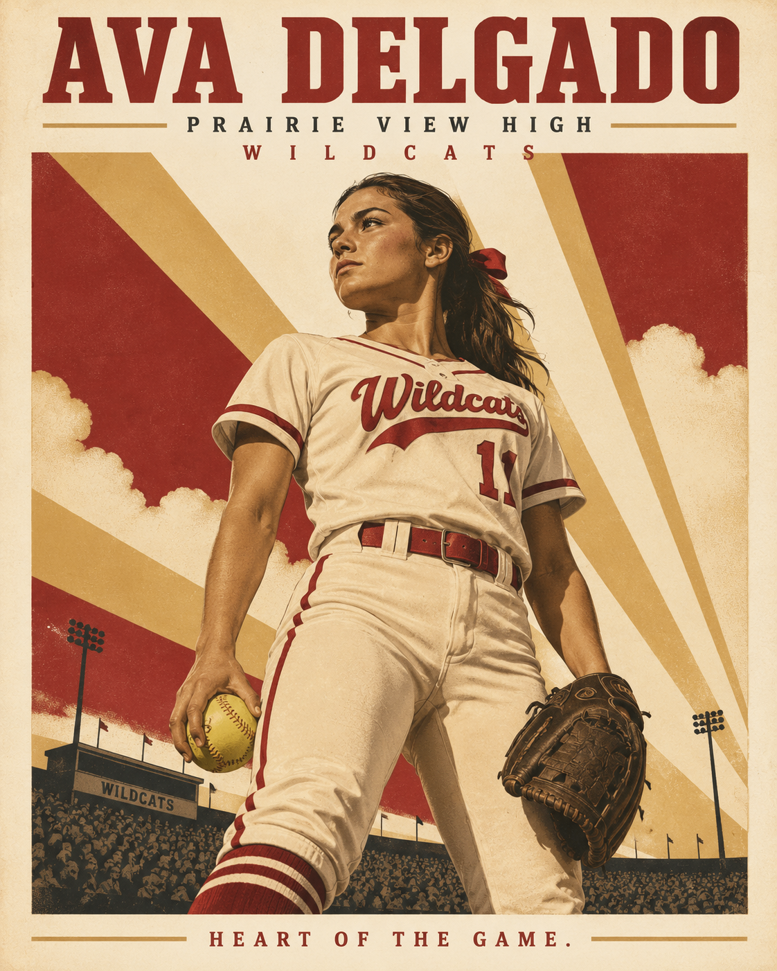 The Grandstand style applied to Ava Delgado in softball