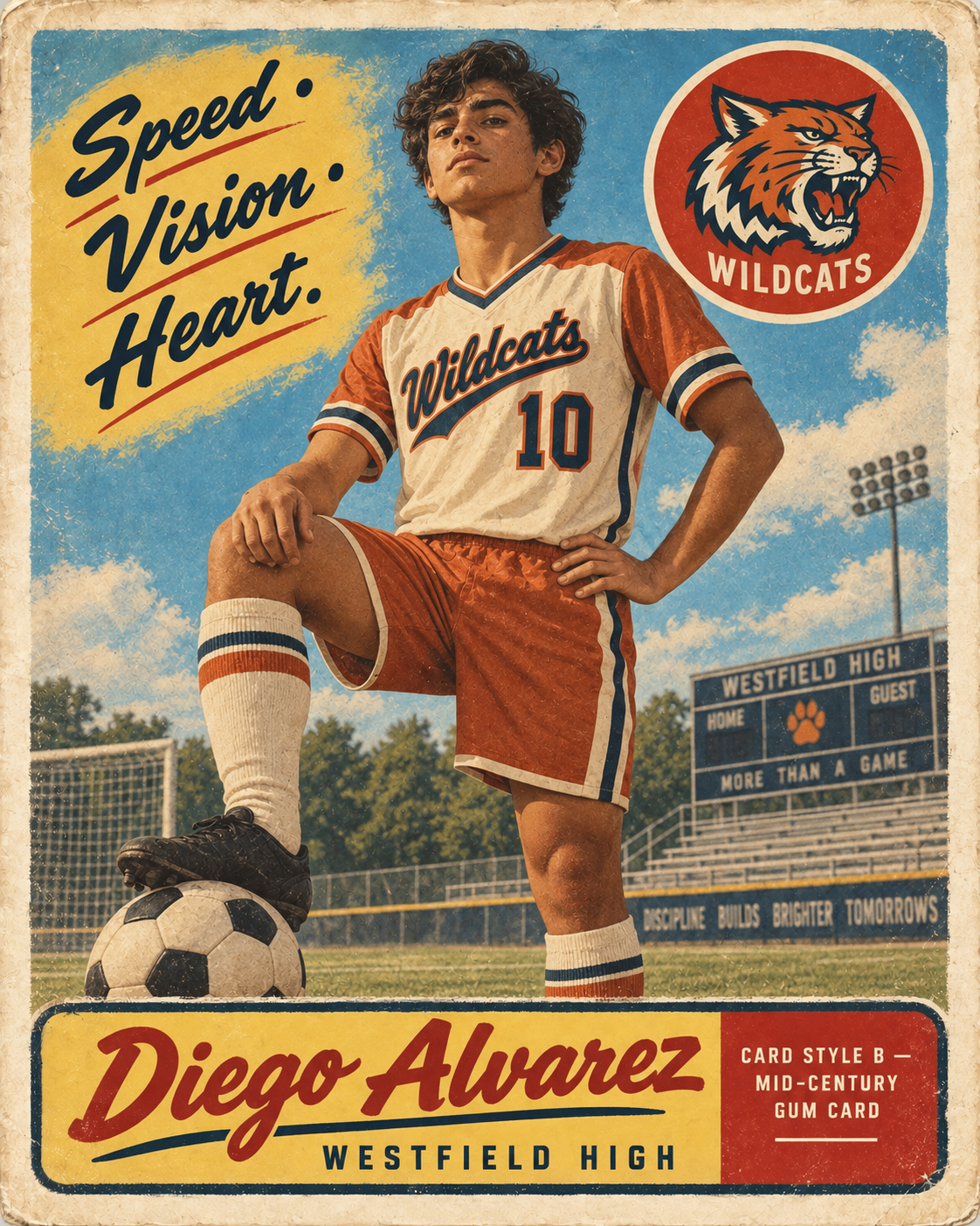 The Keepsake Card style applied to Diego Alvarez in soccer