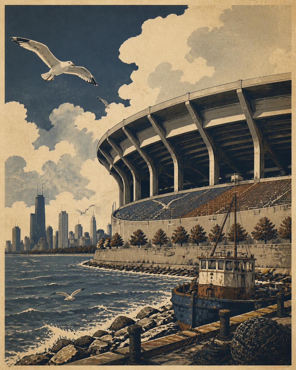 The Lakefront Bowl, an original stadium print